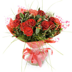 Handtied 12 Red Roses Bouquet